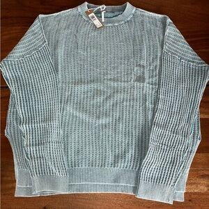 NWT hello nite waffle greenish blue long sleeve super soft top oversized S